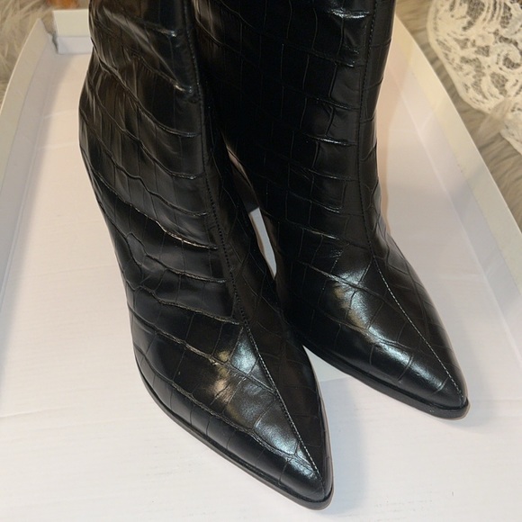 Schutz black croc block heel boots - Picture 4 of 5